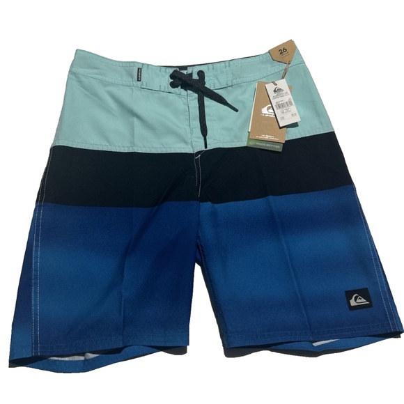 NWT Quicksilver Youth Boardshorts Swim Trunks Size 26 in‎ Blue and Teal - Picture 1 of 8